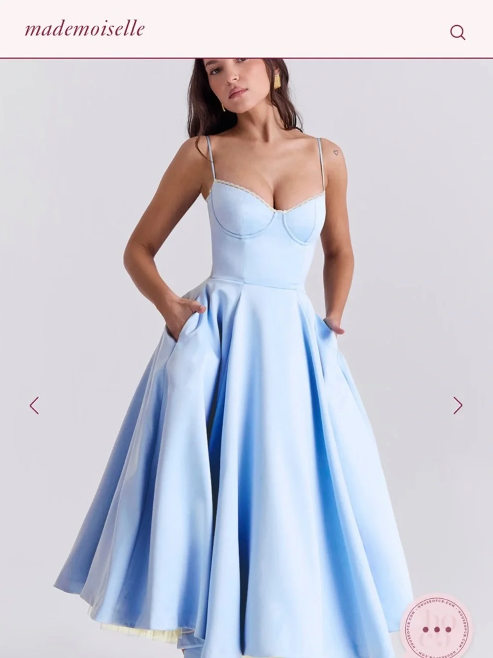 House of CB Mademoiselle Cinderella Blue Fit-and-Flare Midi Dress - Picture 1 of 8